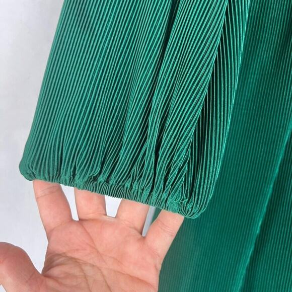 Baltic Born Dress Womens Large Green Athena Pleated Long Sleeve Maxi A Line - Picture 9 of 10